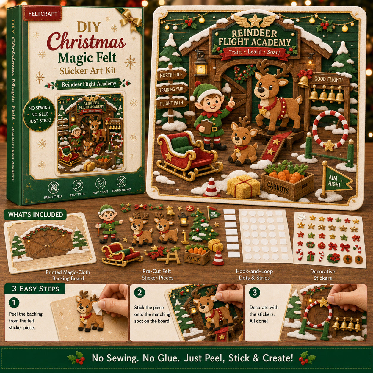 DIY Christmas Magic Felt Sticker Art Kit