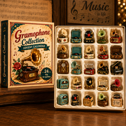Gramophone Collection Advent Calendar 2027 – 24 Vintage Record Player & Music Miniatures, Retro Collectible Gift for Music Lovers