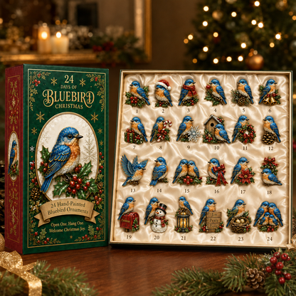24-Day Bluebird Advent Calendar | Hand-Painted Ornament Countdown Gift