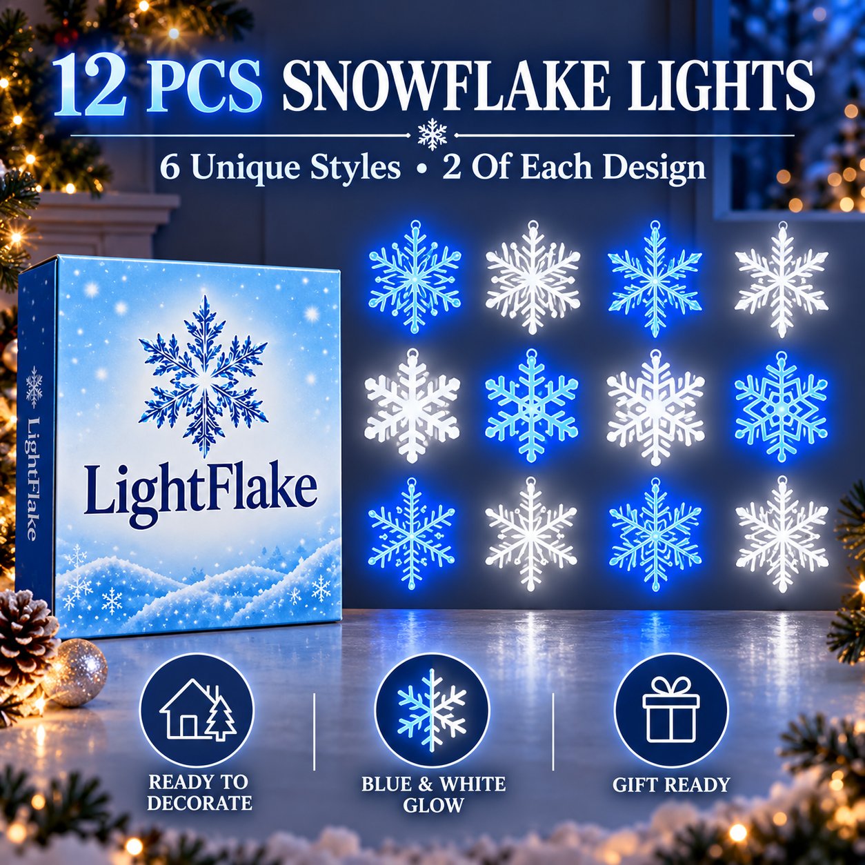 ❄️✨LED Snowflake Wall Light Set – Magical Christmas Decor