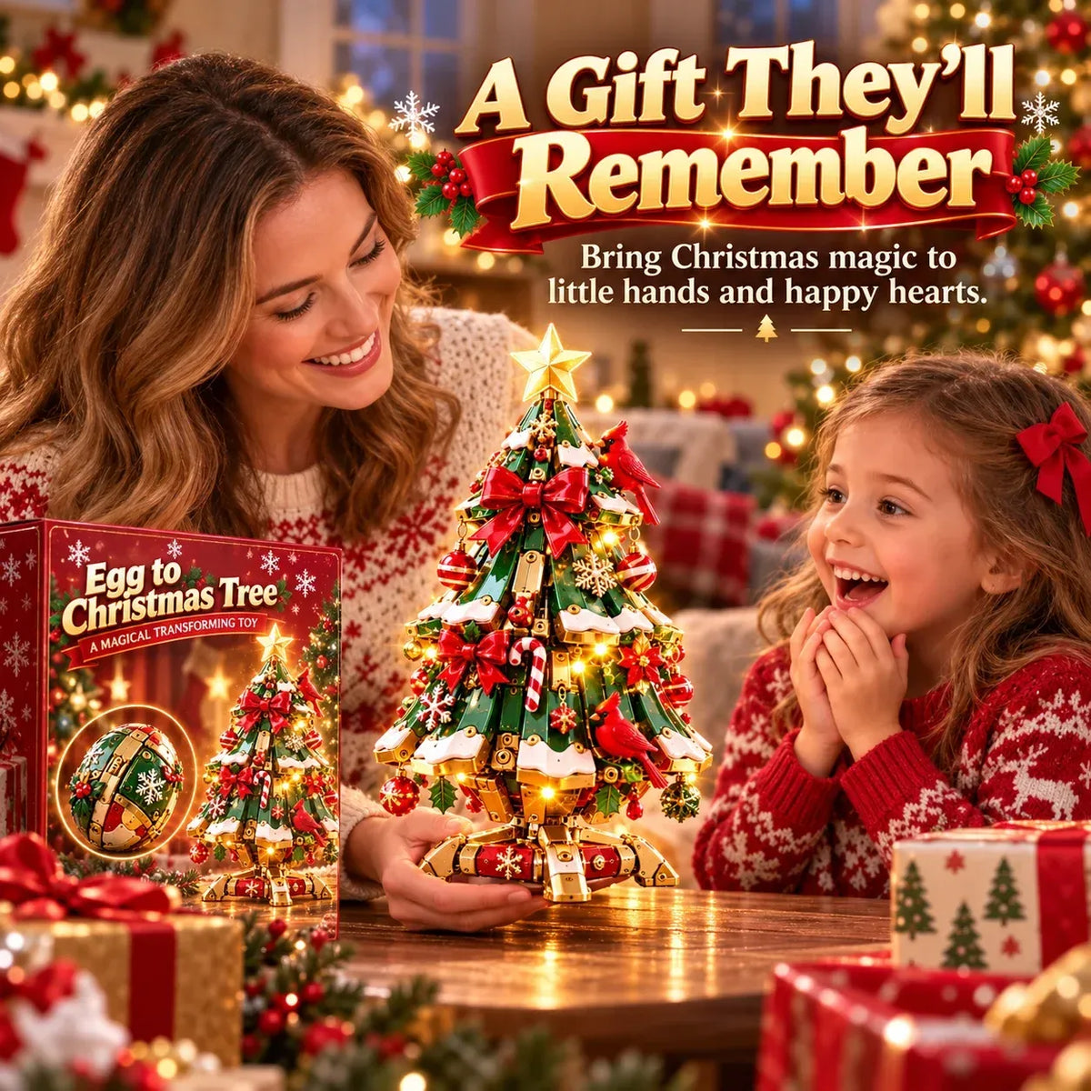 🔥 LAST DAY 49% OFF 🔥 Egg-to-Christmas Tree™ Magical Transforming Toy – Cardinal Christmas Tree Holiday Gift 🎄🎁✨