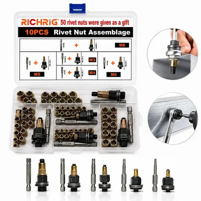 🛠️Head Rivet Nut Tool, M3 M4 M5 M6 M8 Rivnut Kit