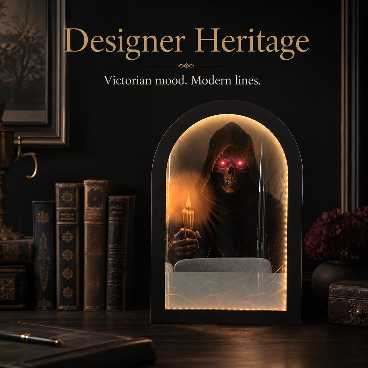 🎃👻 Spooky Halloween Decor Mirror, Gothic Mantel Wall Mirror🕸️