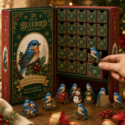 24-Day Bluebird Advent Calendar | Hand-Painted Ornament Countdown Gift