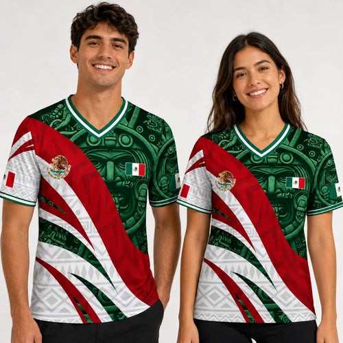 Mexico-Inspired Unisex V-Neck Jersey Shirt for Summer