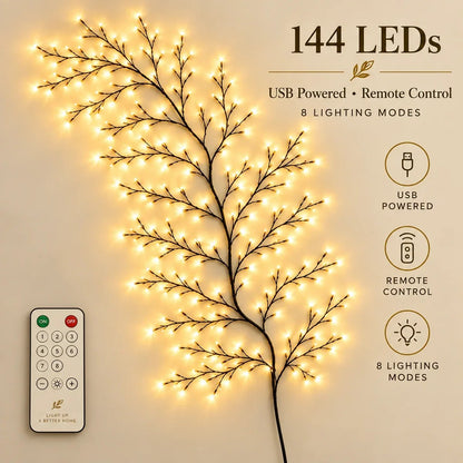 ✨ Flexible LED Branch Lights | Remote-Controlled Holiday Wall Decor(📦Buy 2 Free Shipping)