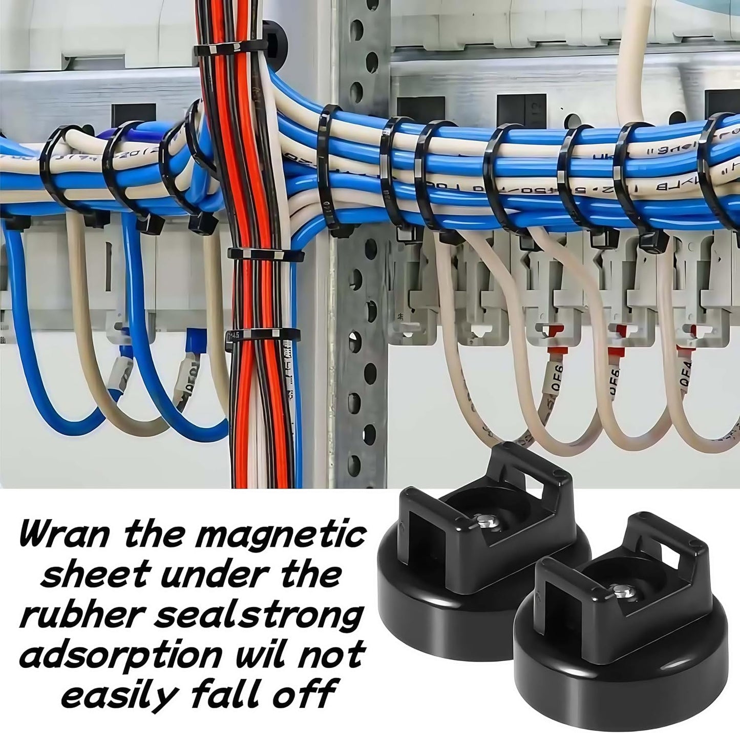 🎉 🧲 12 Pack Heavy Duty Magnetic Zip Tie Mounts for Cable Management