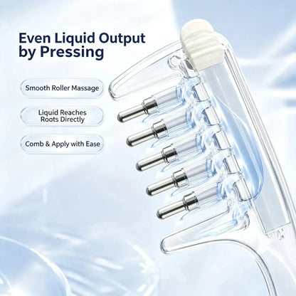⭐💧Refillable Scalp Oil Applicator Comb with 6 Metal Massage Tips – Even Root Serum Distribution & Scalp Stimulation for Hair Care