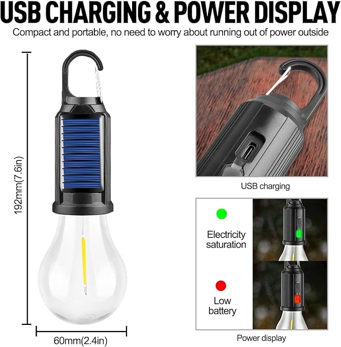 🔥HOT SALE🔥Solar Tent Lights USB Rechargeable Led Camping Lantern