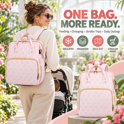 🍼3-in-1 Diaper Bag Backpack with Fold-Out Changing Station🍼