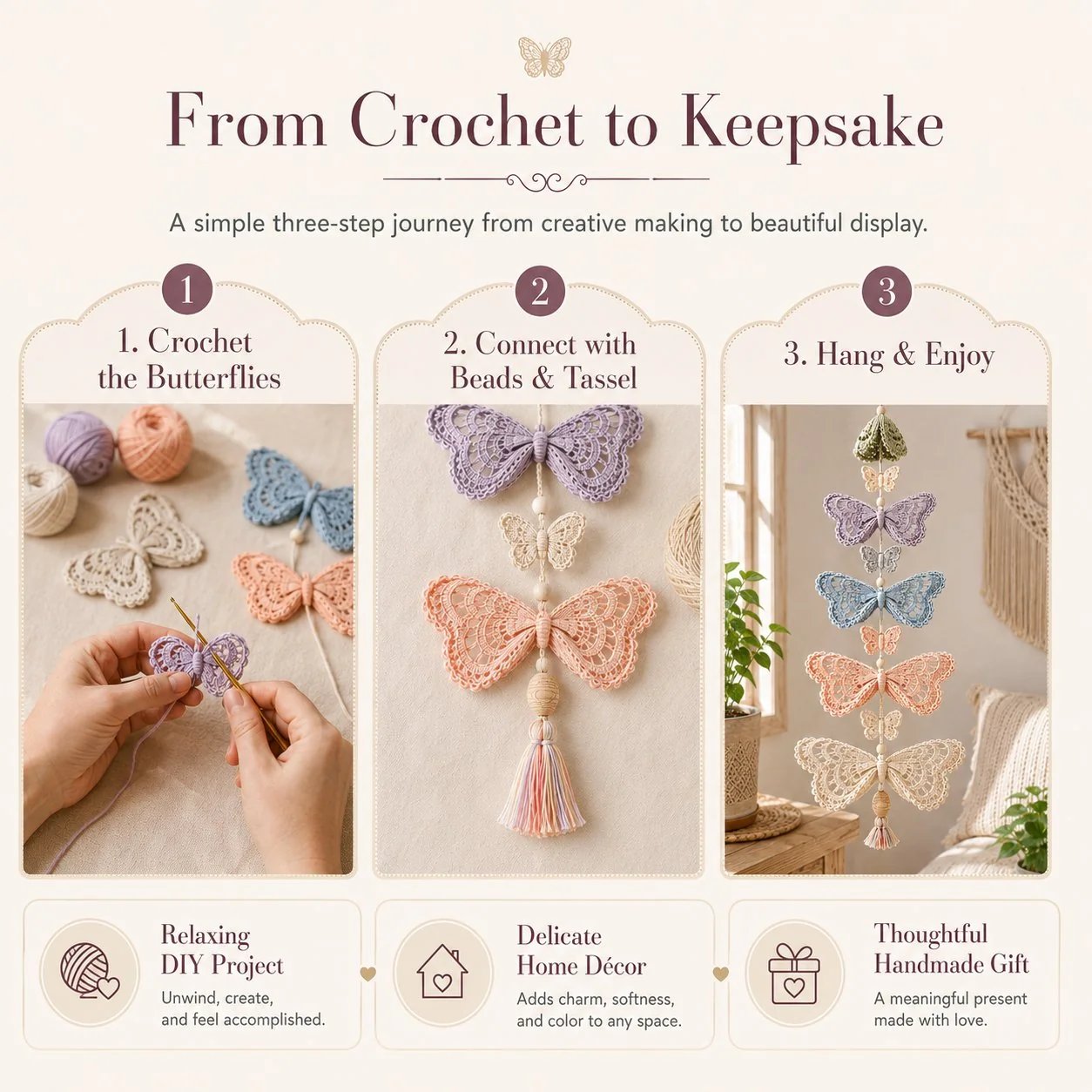 ❤️Beginner-Friendly🦋Butterfly Garden Cascade DIY Crochet Kit