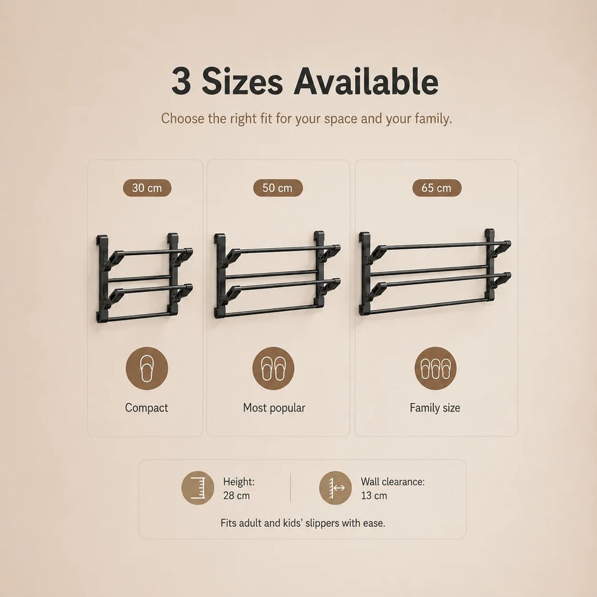 🪑 Foldable Wall‑Mounted Shoe Rack｜Space‑Saving Hanging Slipper Holder for Entryway Bathroom RV