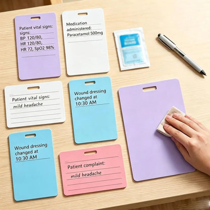 🩺Erasable Badge Note | Dual-Side Writable, Fade-Proof & No Blur (🖊Write. Wipe. Repeat.) 🎁Free Badge Clip Included📋