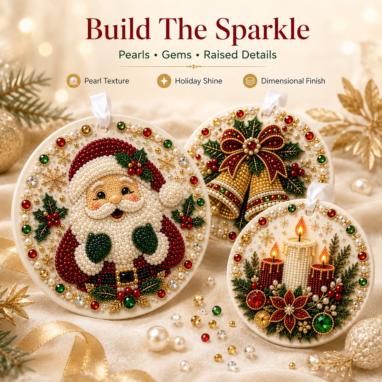 ✨ DIY Pearl & Gem Christmas Ornament Collection