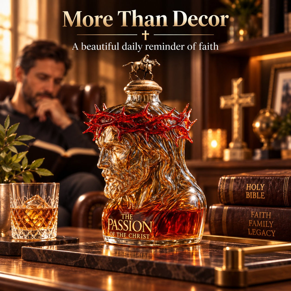 ✝️ Crown of Thorns Sculpted Glass Decanter – Faith Keepsake