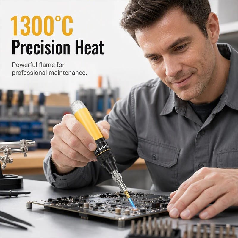 🛠️ 5-in-1 Cordless Butane Soldering Iron – No Outlet Needed