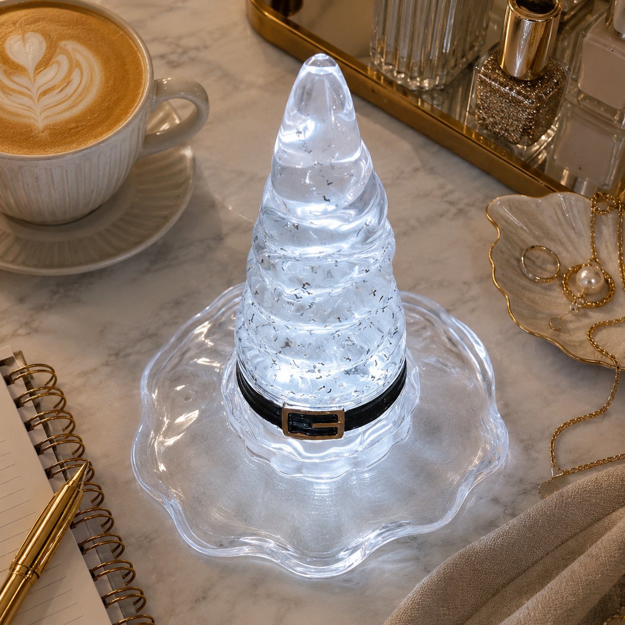 🔮 Ethereal Mouth-Blown Crystal Glass Witch Hat