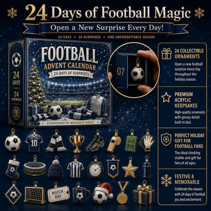 ⏳ Last Day 49% OFF – ⚽ Football Christmas Advent Calendar | 24 Collectible Acrylic Ornaments for Fans, Families & Holiday Displays 🎄