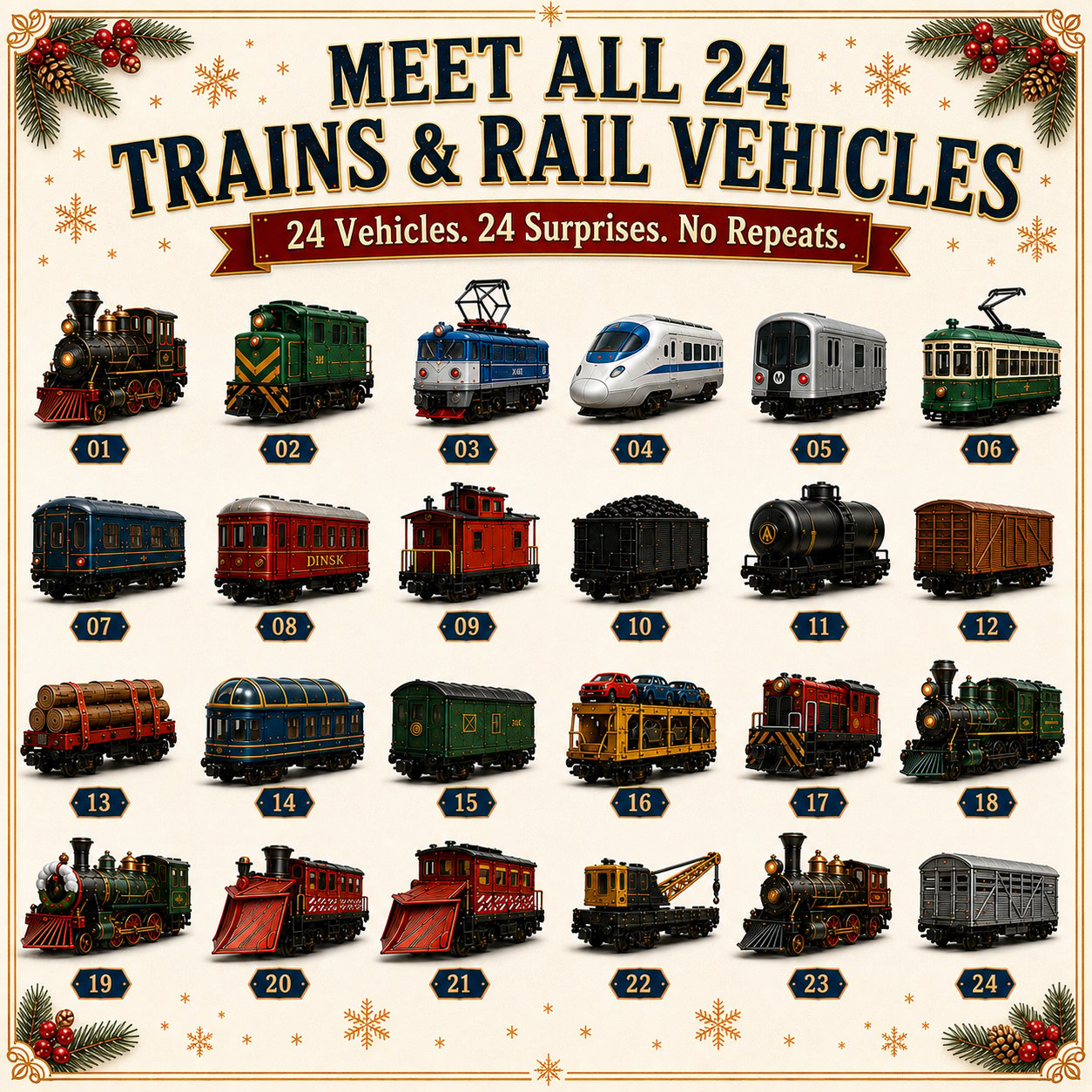 🚂 Trains & Rail Vehicles Advent Calendar 2026 – 24 Railway Surprises