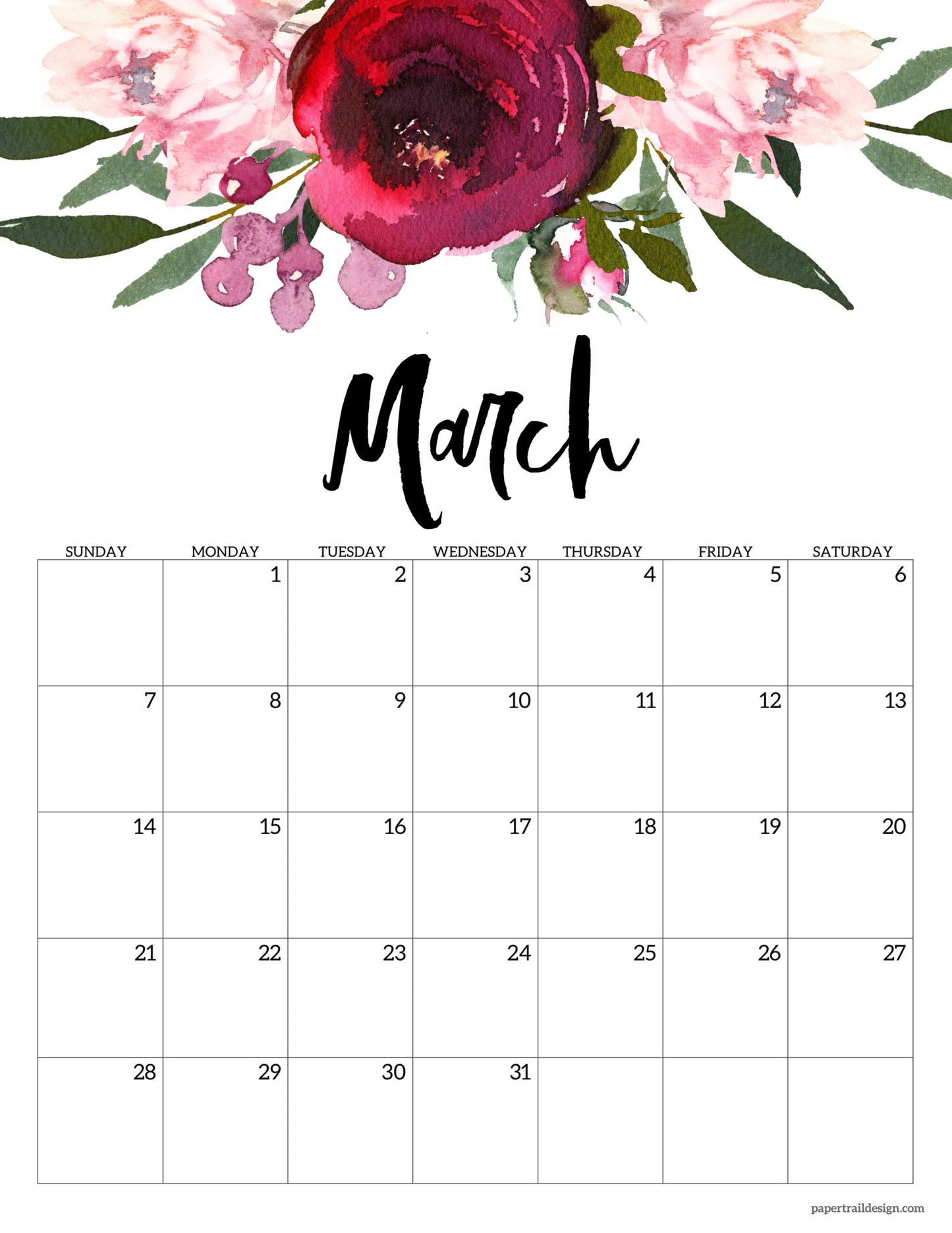 🌸 2027 Floral Calendar