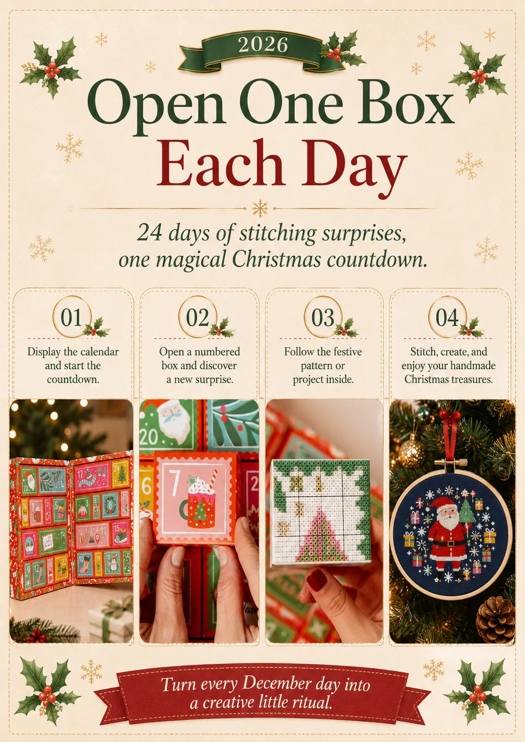 ⏳ Last Day 49% OFF – 🎄Christmas Cross Stitch Advent Calendar 2026 | 24 Stitching Surprises With Patterns, Threads & Crafting Essentials For A Handmade Holiday Experience ✨