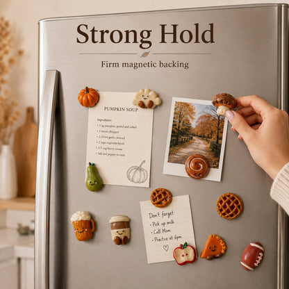 Fall Cute Character Polymer Clay Fridge Magnets 🍂🥧