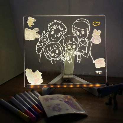 ✨🎨 Reusable LED Acrylic Message Board – Light-Up Drawing & Writing Board with 7 Color Pens
