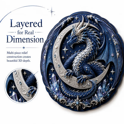 🐉 Moon Guardian Dragon 3D Wooden DIY Wall Art