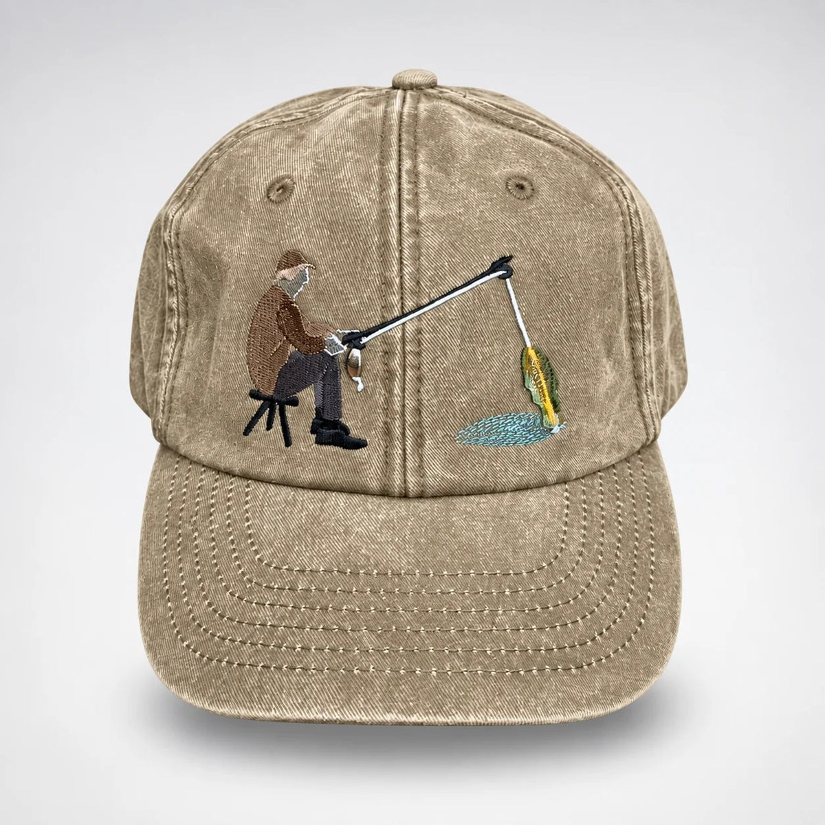 🎣 Catch of the Day Interactive Fishing Cap – Vintage Washed Moving Fish Hat