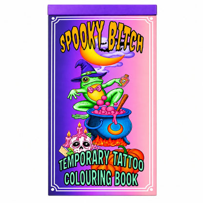 Spooky Bitch Halloween Temporary Tattoo Colouring Book 🐸🎃