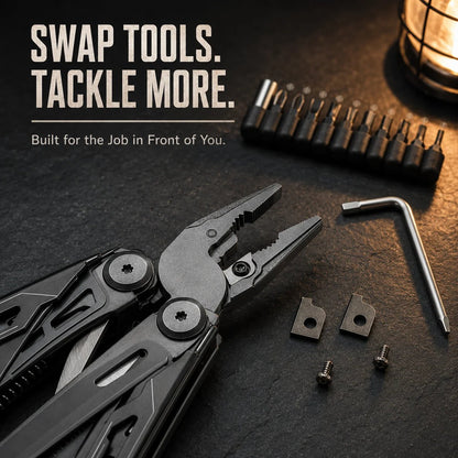📍🎉 🏕️ 16-in-1 Camping Multi-Tool with Full-Size Scissors & Carrying Pouch