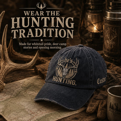 🦌 Deer Skull & Antler Embroidered Hunting Hat | Perfect Gift For Hunters 🎁