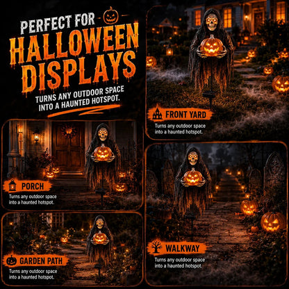 🎁 HEUTE 49 % SPAREN! 🎁💀 Soul Collector™ Pumpkin Edition Animated Halloween Yard Decoration