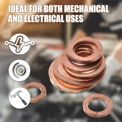 📢📢50% OFF !! ⏰200 PCS Copper Flat Washer Assortment Kit（50% OFF）