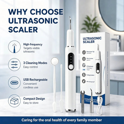 📢📢50% OFF !! ⏰Portable Ultrasonic Teeth Cleaner and Tartar Remover Set