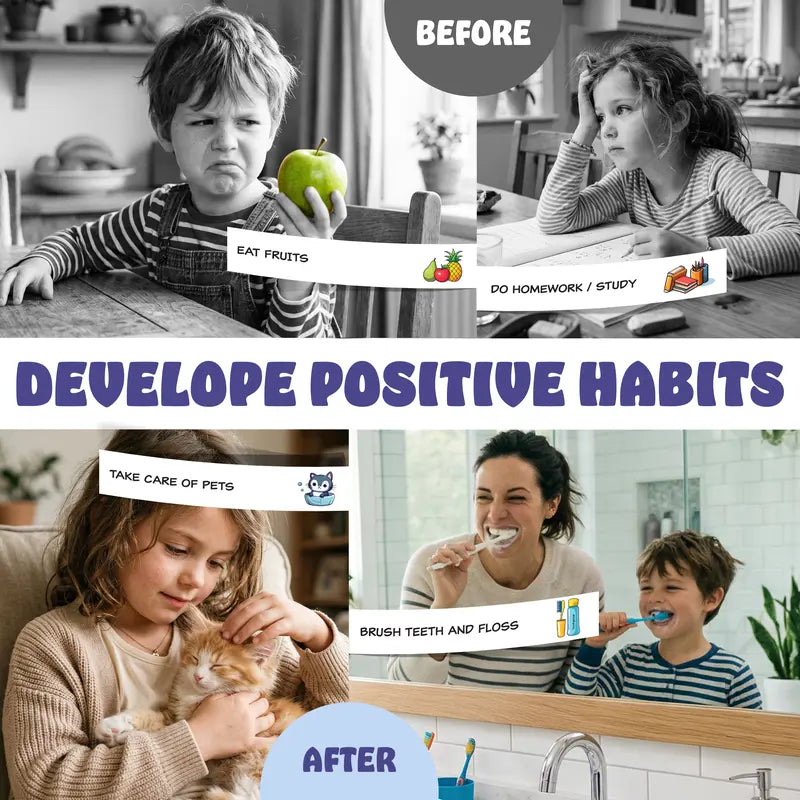 🌟 Magnetic Kids Routine Chart – Daily Chore Checklist with Reusable Stickers & Visual Task Icons