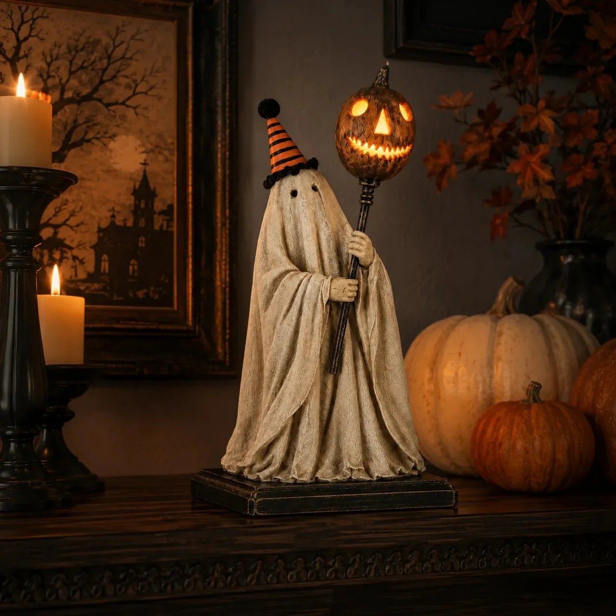 🎁🎉Only $29.99 This Week🌟👻Halloween Light-Up Pumpkin and Ghost Wand Ornament🎃