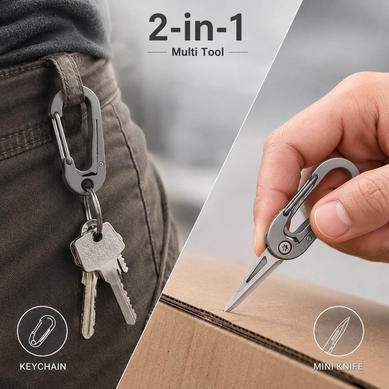 🔪Mini Keychain Pocket Knife & Carabiner Multi-Tool
