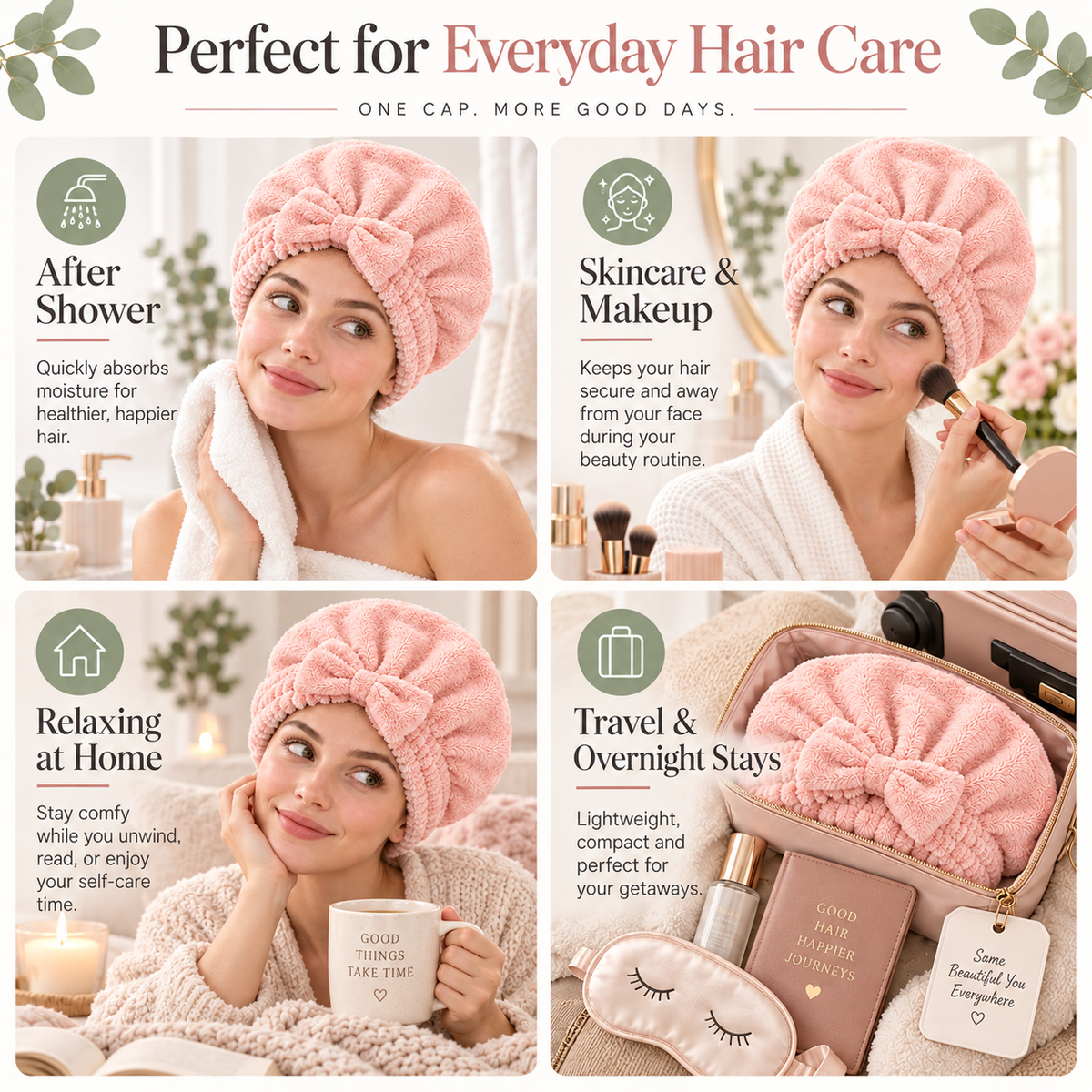 🔥Buy 2 Get 1 Free! Coral Velvet Cute Bow Hair Drying Cap🛁