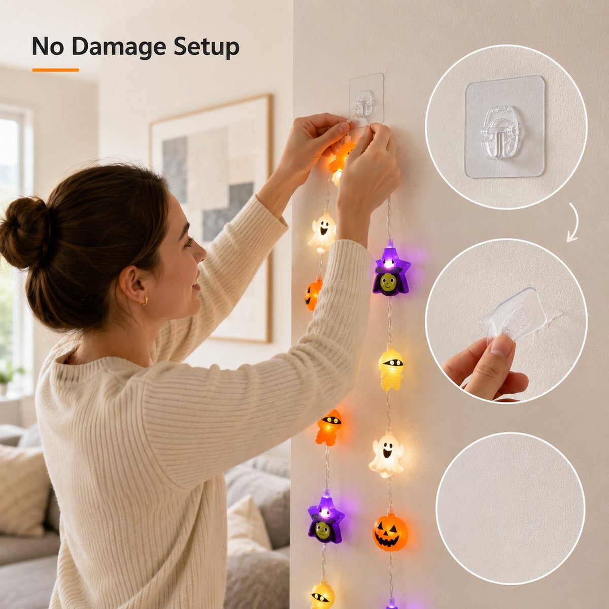 3D Character‐Themed Halloween String Lights|Bring Vivid Festive Glow to Your Halloween Party & Trick‐or‐Treat Night