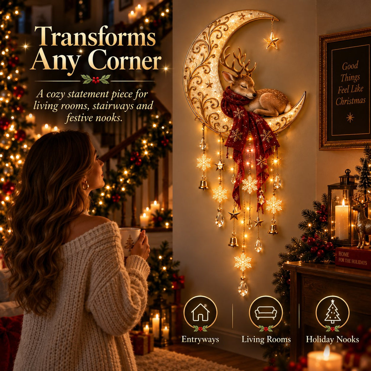 Moonlit Deer Starfall Wall Light™