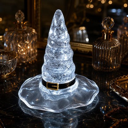 🔮 Ethereal Mouth-Blown Crystal Glass Witch Hat