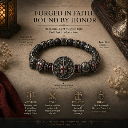 ⚔️ Brotherhood of Knights Faith Bracelet | Medieval Warrior Beaded Bracelet for Honor, Strength & Daily Wear 🛡️