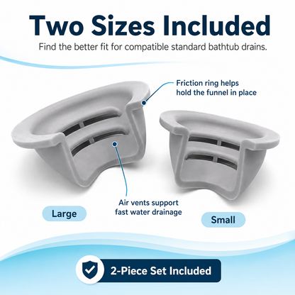 🚿 Bathtub Drain Funnel – Hair Bypass Design, 2 Sizes Included