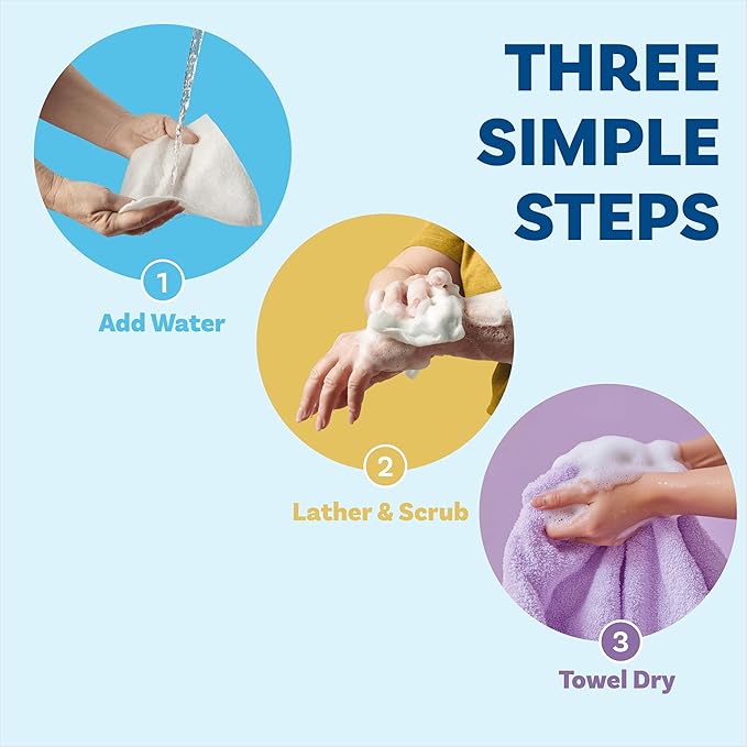 🎉✨Disposable Rinse Free Bathing Wipes - 25 Pack - All-in-1 Single Use Shower Wipes, Simply Dampen, Lather, and Dry Without Shampoo or Rinsing💧