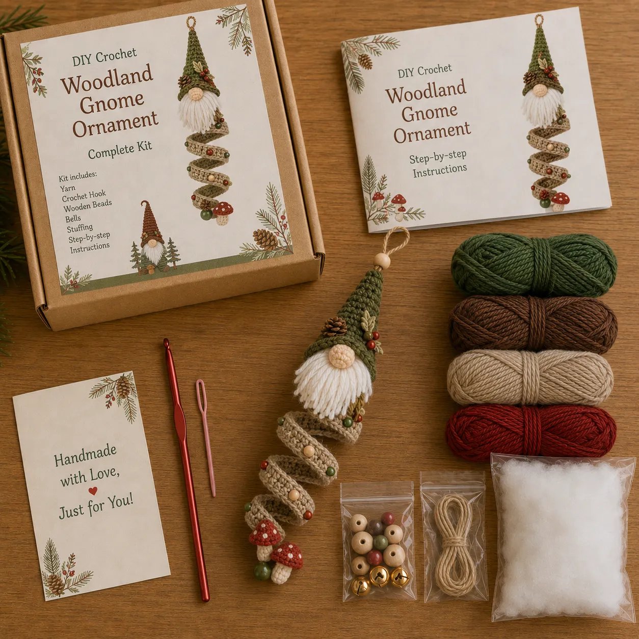 🔥 LAST DAY 49% OFF – 🎄Cozy Gnome Crochet Ornament Kit Collection | Premium Soft Yarn, Complete Crochet Tools & 9 Charming Designs 🧶✨