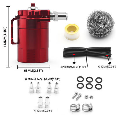 🔥HOT SEAL🔥Universal 300ML Baffled Oil Catch Can Tank Kit w/ Breather Filter & Steel Wool