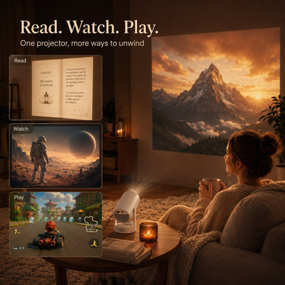 Portable Media Projector Compact Home Entertainment Device for Wall Reading, Movie & Gaming