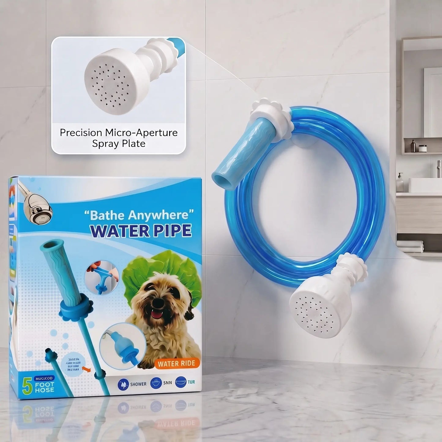 Slip-On Bathtub Faucet Sprayer Attachment, 5 Foot Hose