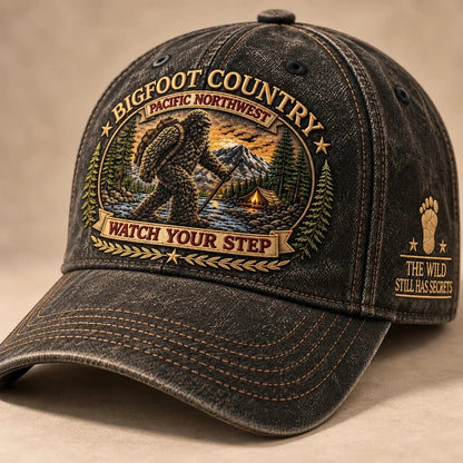 🔥LAST DAY 50% OFF - 2027 Bigfoot Country Heritage Cap – Pacific Northwest Vintage Washed Embroidered Hat